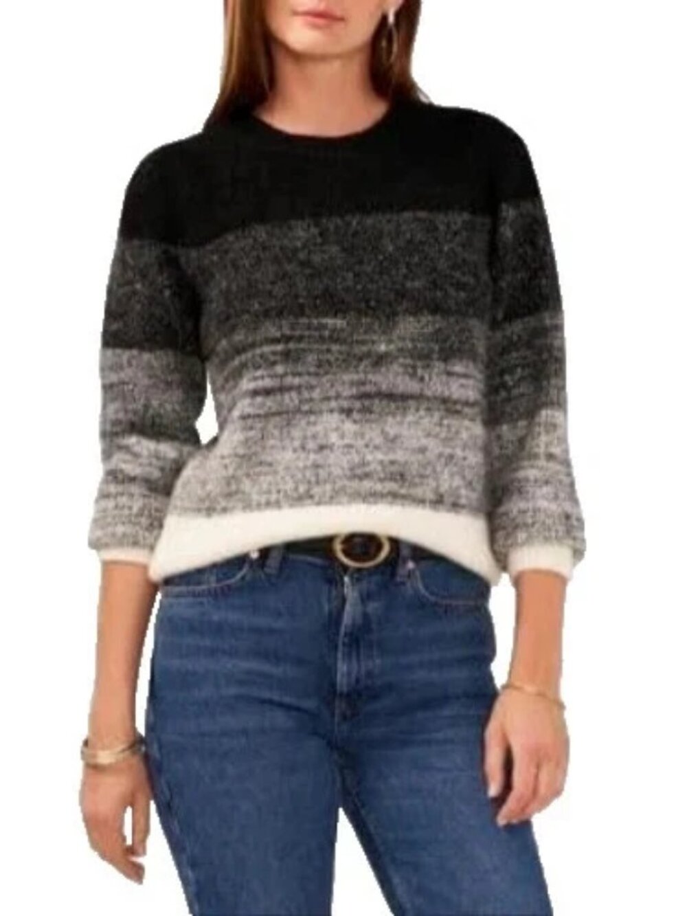 Vince Camuto Women's Mohair Gradation Crewneck Sweater Gray Black Size XL NWT